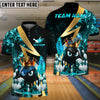 BlueJose Bowling And Pins Royal Flames Customized Name, Team Name 3D Shirt (4 Colors)