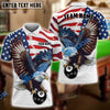 BlueJose Billiards 8 Ball Eagle US Flag Retro Personalized Name, Team Name Unisex Shirt