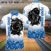 BlueJose Bowling And Pins Diamond Pattern Customized Name 3D Shirt (4 Colors)