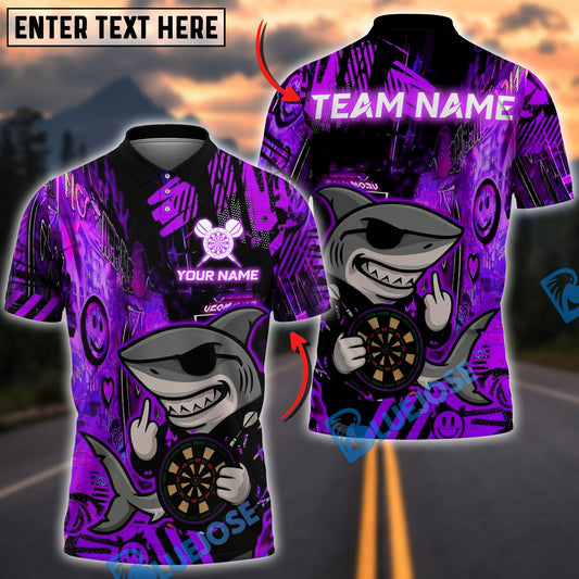 BlueJose Darts Shark Graffiti Neon Style Customized Name, Team Name 3D Shirt (4 Colors)