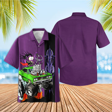 BlueJose Crazy Cartoon Rat Vintage Rat Fink Hawaiian Shirt