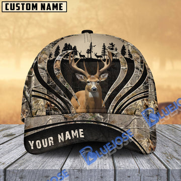 BlueJose Deer Hunting Line Camo Pattern Personalized Name Cap (5 Colors)