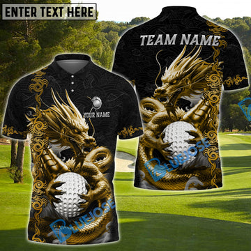 BlueJose Golf Golden Dragon Aura Personalized Name, Team Name 3D Shirt (6 Colors)