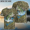 Bluejose Bass Fish Camouflage Fishing Custom Name Shirts For Kids