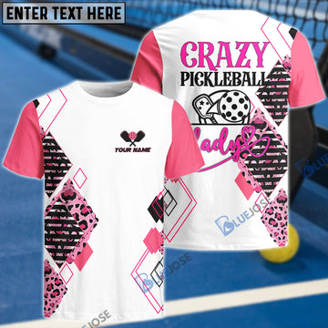BlueJose Pickleball Crazy Lady Personalized Name Unisex Shirt