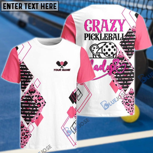 BlueJose Pickleball Crazy Lady Personalized Name Unisex Shirt