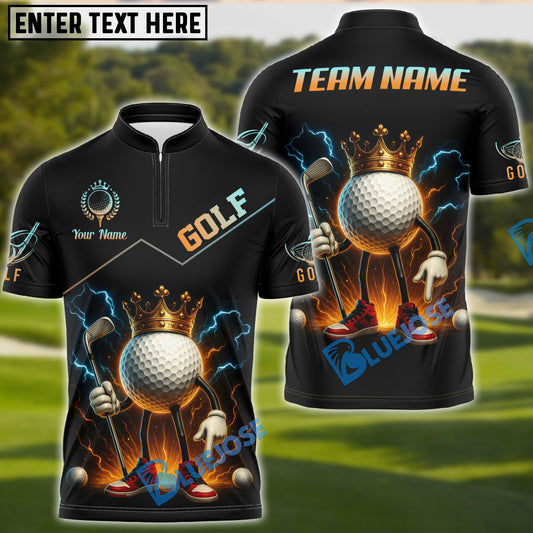BlueJose Electric King Golf Polo Shirt, Custom Name & Team Name 3D Shirts