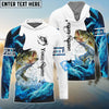 BlueJose Customize Name Bass Fishing Water & White Shirts For Kids