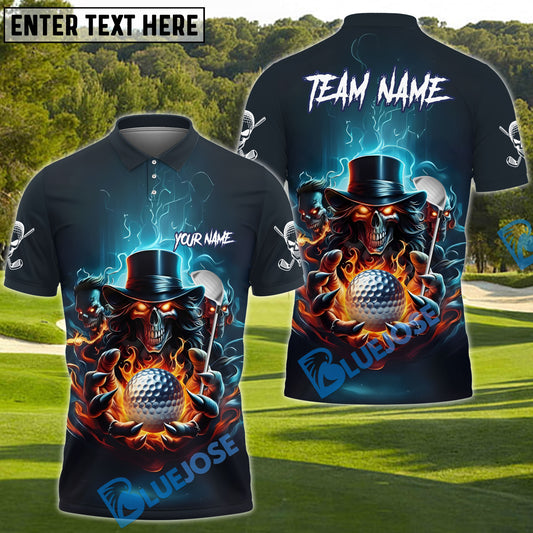 BlueJose Skull Reaper Golf Fire Customized Name, Team Name 3D Shirts (4 Colors)
