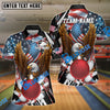 BlueJose Bowling American Eagle Patriotic USA Flag Strike Ball Design Personalized Name, Team Name 3D Shirt