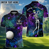 BlueJose Skeleton Swing Funny Golf Polo Shirt, Custom Name & Team Name 3D Shirts