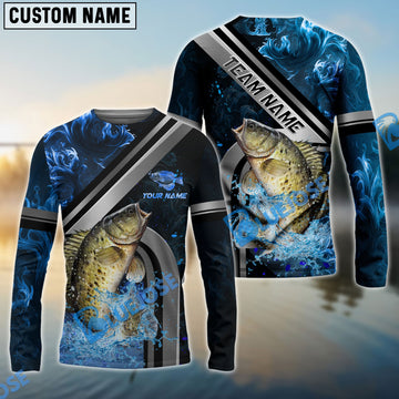 Bluejose Crappie Fishing Ocean Wave Power Custom Name & Team Name 3D Shirts