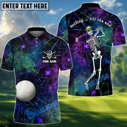 BlueJose Skeleton Swing Funny Golf Polo Shirt, Custom Name & Team Name 3D Shirts
