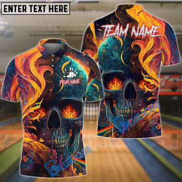 BlueJose Bowling Flaming Skull Abstract Personalized Shirt
