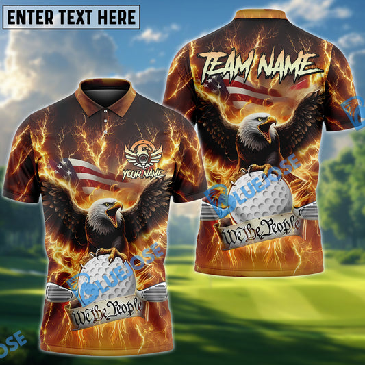 BlueJose Patriotic Eagle Golf Shirt Customized Name, Team Name 3D Shirts (4 Colors)