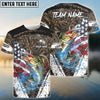 Bluejose Bass Fishing American Flag Scratch Grass Camo Custom Name & Team Name 3D Shirts