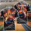 BlueJose Fire Gray Bowling and Pins Personalized Name Team Name 3D Shirt