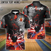 BlueJose Bowling And Pins Volcano Lava Explosion Lightning Customized Name, Team Name 3D Shirt (4 Colors)