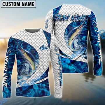 Bluejose Marlin Fishing Blue Wave Dynamic Sport Design Custom Name & Team Name 3D Shirts