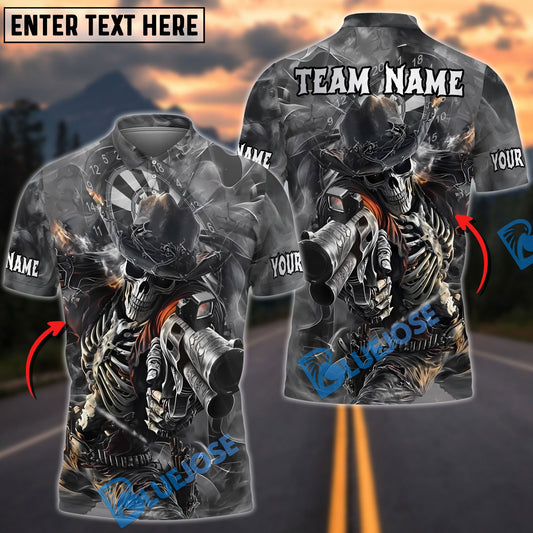 BlueJose Darts Skeleton Gunslinger Customized Name, Team Name 3D Shirt (4 Colors)