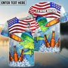Bluejose Mahi-mahi Fishing American Flag Beer Custom Name & Team Name 3D Shirts