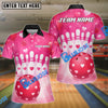 BlueJose Bowling Pink Heart Valentine Theme Design Personalized Name, Team Name 3D Shirt