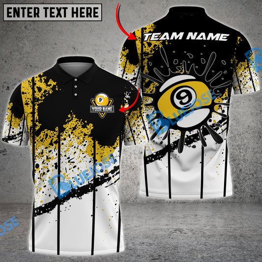 BlueJose Billiards 9 Ball Ink Art Personalized Name, Team Name Shirt