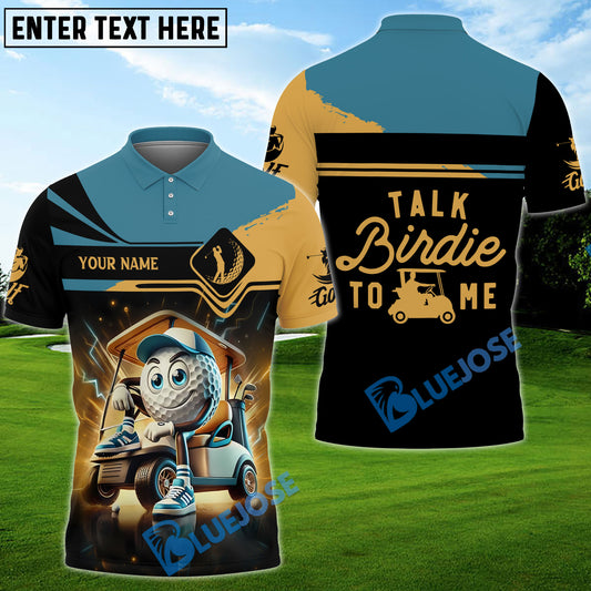 BlueJose Talk Birdie To Me Funny Golf Polo Shirt, Custom Name & Team Name 3D Shirts