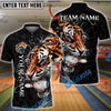 BlueJose Bowling And Pins Tiger Strike Customized Name, Team Name 3D Shirt (4 Colors)