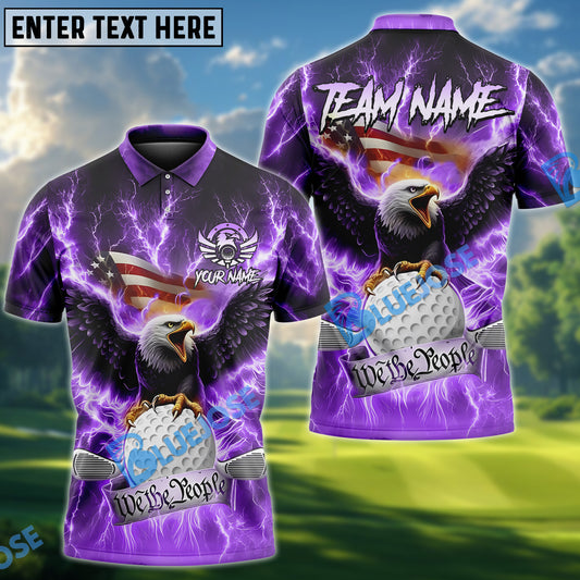 BlueJose Patriotic Eagle Golf Shirt Customized Name, Team Name 3D Shirts (4 Colors)