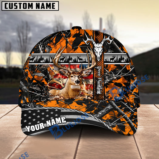 BlueJose Hunting American Flag Sunset Forest Personalized 3D Cap (8 animals)