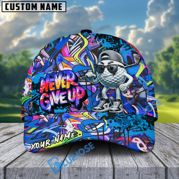 BlueJose Graffiti Golf Ball Never Give Up Cap Multicolor Personalized Cap