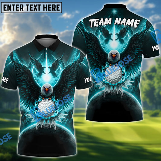 BlueJose Eagle Glow Golf Polo Shirt Customized Name, Team Name 3D Shirts (4 Colors)
