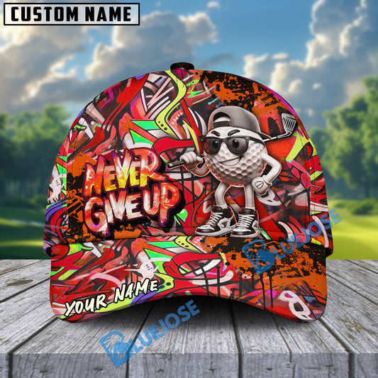 BlueJose Graffiti Golf Ball Never Give Up Cap Multicolor Personalized Cap