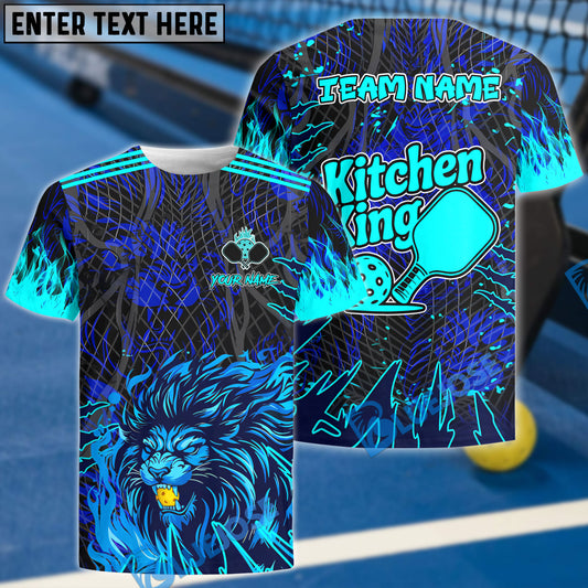 BlueJose Kitchen King Pickleball Shirt – Fierce Blue Lion Edition Personalized Name, Team Name Unisex Shirt