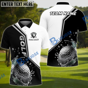 BlueJose Golf Water Splash Art Customized Name, Team Name 3D Shirts (4 Colors)