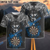 BlueJose Darts Wolf Flame Personalized Name, Team Name Shirt (4 Colors)