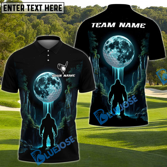 BlueJose Bigfoot Forest Moonlight Golf Polo Shirt, Custom Name & Team Name 3D Shirts
