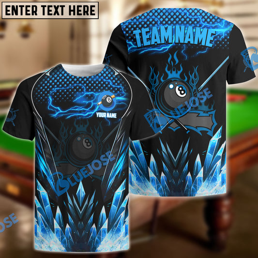 BlueJose Billiards 8 Ball Ice And Thunder  Personalized Name, Team Name Shirt