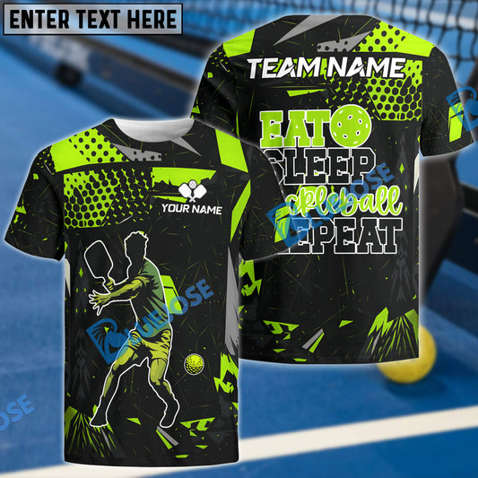 BlueJose Custom Name Team Pickleball Lover Grunge Green Pattern Unisex Shirt