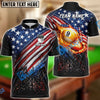 BlueJose Billiards USA Flag Flaming 9 Ball Crown King Pool Design Personalized Shirt