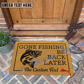 BlueJose Gone Fishing Be Back Later Walleye Fishing Custom Name Coir Doormat