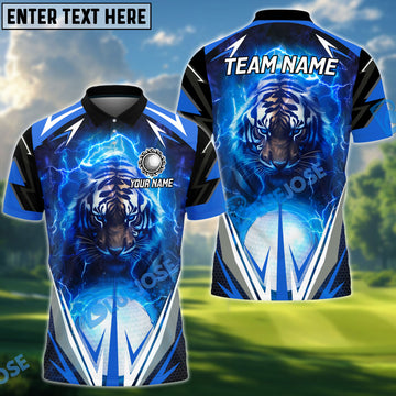 BlueJose Electric Tiger Golf Polo Shirt, Customized Name, Team Name 3D Shirts (4 Colors)