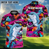BlueJose Shark Swing Graffiti Golf Polo Shirt, Customized Name & Team Name 3D Shirts (4 Colors)