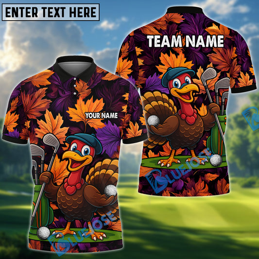 BlueJose Turkey Swing Golf Polo Shirt, Custom Name & Team Name Golf 3D Shirts