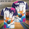 BlueJose Bowling And Pins Blue Pink Customized Name 3D Shirt