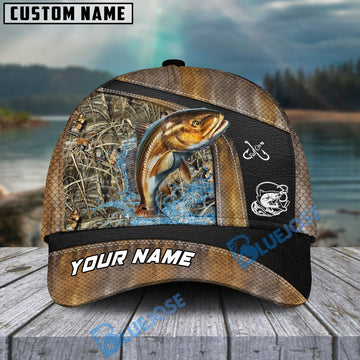 BlueJose Personalized Redfish Fishing Skin Bling Leather Pattern Classic 3D Cap