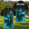 BlueJose Flaming Pumpkin Reaper Golf Polo Shirt, Customized Name & Team Name 3D Shirts (4 Colors)