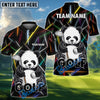 BlueJose Neon Panda Swing Golf Polo Shirt, Customized Name & Team Name 3D Shirts (4 Colors)