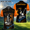 BlueJose Halloween Swing Skeleton Golf Polo Shirt, Customized Name & Team Name 3D Shirts (4 Colors)